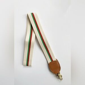 Clare V Cream Strap with Red and Green Accents